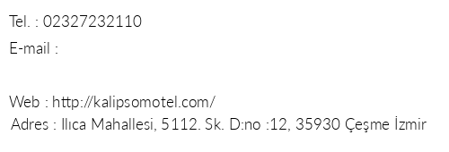 Kalipso Motel telefon numaralar, faks, e-mail, posta adresi ve iletiim bilgileri